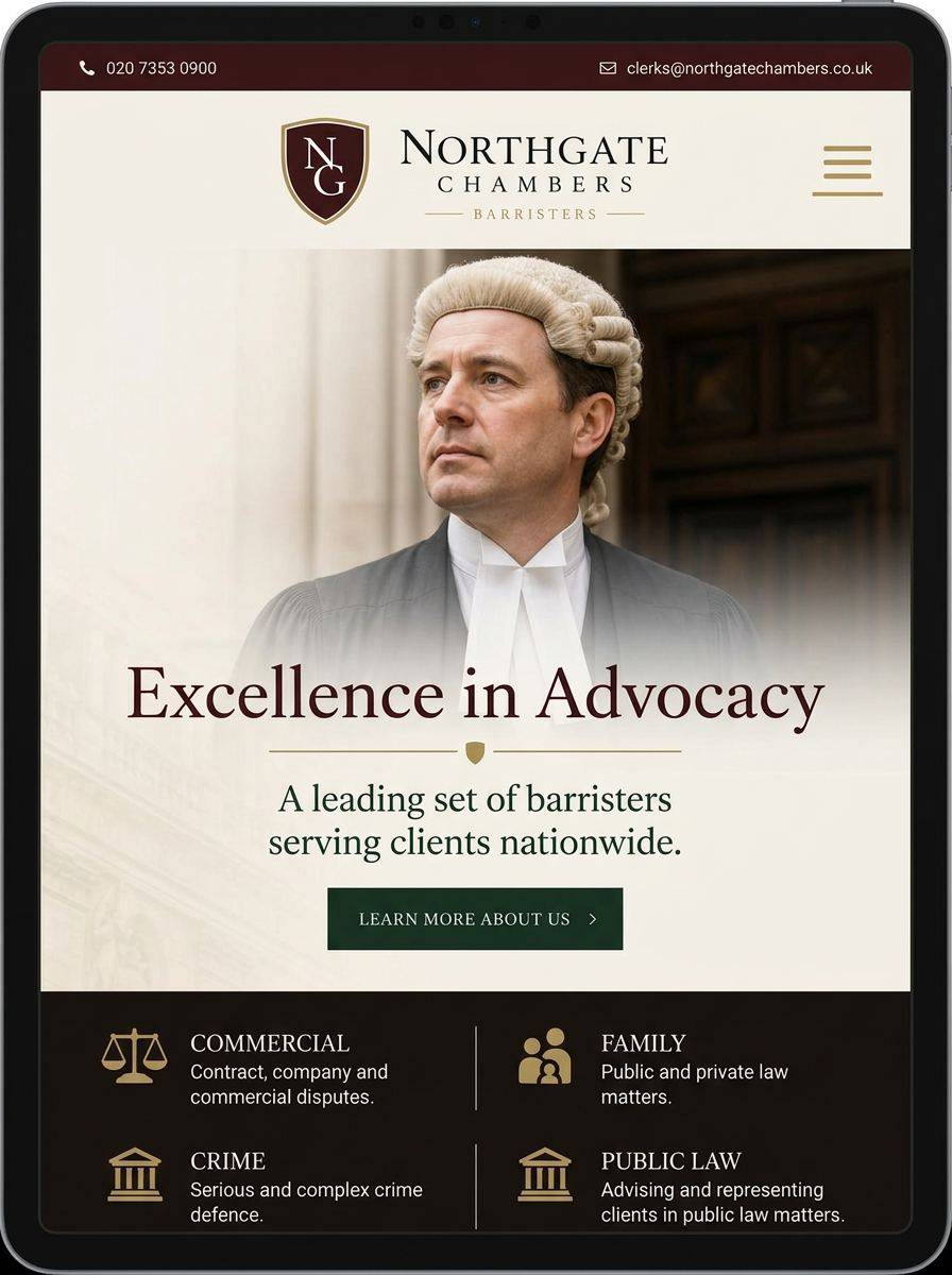 Northgate Chambers website shown on tablet